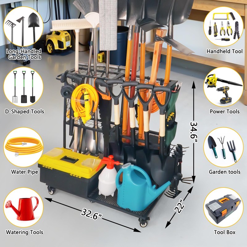 Garden Tool Organizer - Heavy Duty Garage Storage and Organization