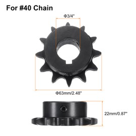 sourcing map #40 Chain Roller Sprocket B Type, 3/4" Bore 14 Tooth Single Strand Chain Sprocket, Carbon Steel, Keyway with Set Screws