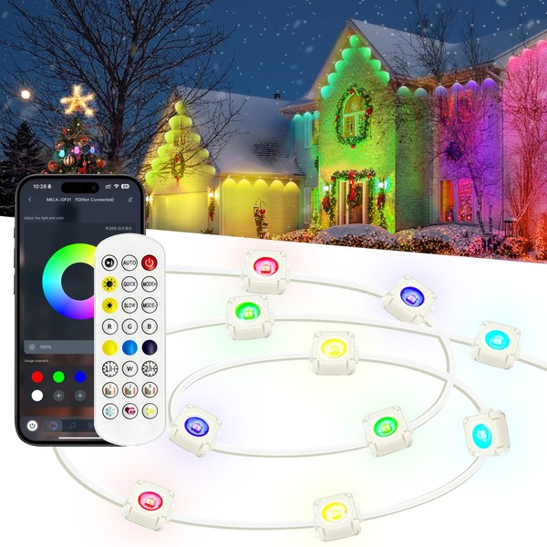 YFFSHLCS Permanent Outdoor Lights, 105ft Outdoor String Lights Smart RGB