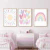 Children's Room Pictures, Rainbow Hearts, Boho Wall Poster, Picture Set