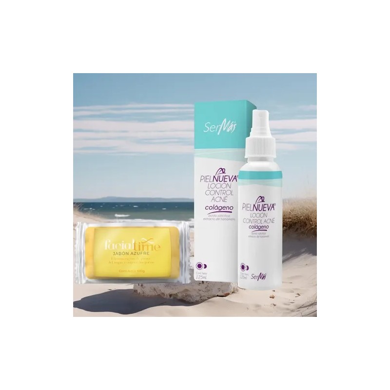 Facial Time Kit Loción Antiacné 120ml Jabón Azufre 100g Control