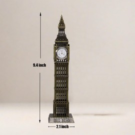IUXROBU Big Ben Statue Metal Model London City Tour Souvenirs Gift Landmark Figurine Home Decor Decorations for Living Room Bedroom Book Shelf Table Desk Top Centerpieces (D4, Green 9.5 inch)
