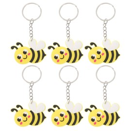 Alipis 6pcs Bee Theme Keychain Set Crochet Pocket Hug Bee Bag Charms for Backpacks Purses & Handbags Adorable Bee Keyrings for Party Favors &