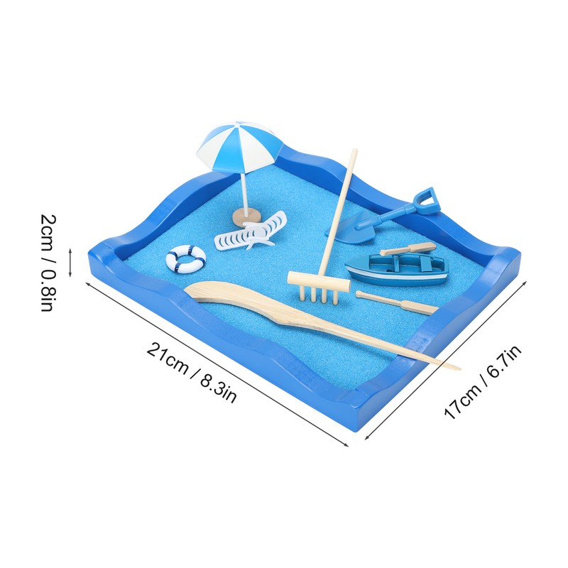 Mini Meditation Zen Garden Wooden Sand Table Decor Kit with