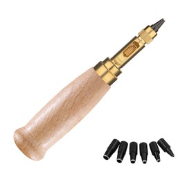 Yoogeer Adjustable Screw Hole Punch Auto Leather Tool Bookbinding Drill Tool Plier Kit,Paper Punch,Craft Punches,Belt Hole Puncher, 6 Tips Sizes 1.5mm 2mm 2.5mm 3mm 3.5m 4mm (Yellow)