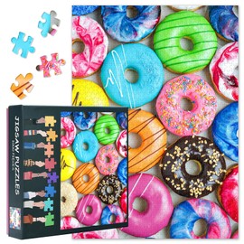 1000 Piece Puzzles for Adults - Colorful Donuts & Sweet Treats Jigsaw Puzzle, Vibrant Dessert Artwork Adult Puzzles 1000 Pieces, Premium Puzzle Board, 27.5x19.7 Inches