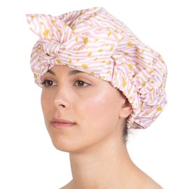 Brook + Bay Shower Cap with Bow - Adjustable Shower Cap w/Elastic Hem - Shower Caps for Women Reusable Waterproof