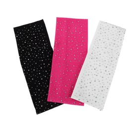 Ipetboom 3pcs Elastic Rhinestone Headbands for Women Moisture Wicking Wide Hair Bands with Sparkly Design for Gym Running Workouts Stylish Sweat Absorbing Hair Accessories