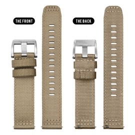 TACTICAL FROG Nylon Watch Bands 18mm, 2 Piece Fast Release Replacement Watch Strap for Men Women, kahki