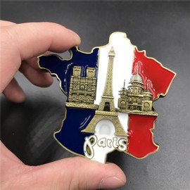 France Map Refrigerator Sticker-Europe Tourist Souvenir,Innovative 3D Resin Fridge Magnet Stickers, Notre-Dame Cathedral De Paris France Eiiffel Tower Kitchen Accessories
