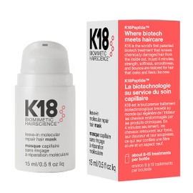 K18 K18 Mini Leave-In Molecular Hair Mask, Repairs Dry or Damaged Hair, Reverse Hair Damage from Bleach, Color, Chemical Services & Heat