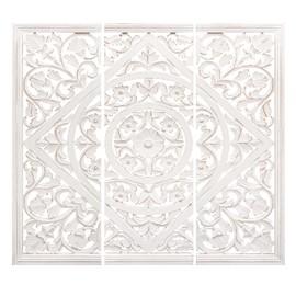 Decorative Wall Panels, Wall Decorations For Living Room, Wooden Wall Art Décor, Master Bedroom Décor, Livingroom Décor, Small Wall Décor, Bedroom Décor For Wall 36x12 Inch White Set of 3
