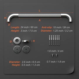 Satin Brushed Nickel Shower Grab Bars 24 Inch w/Anti-Slip knurled Grip, iMomwee Stainless Steel Wall Mount Bathroom Safety Balance Handrail, Handicap Elderly Senior Assist Textured Grab Bar Handle