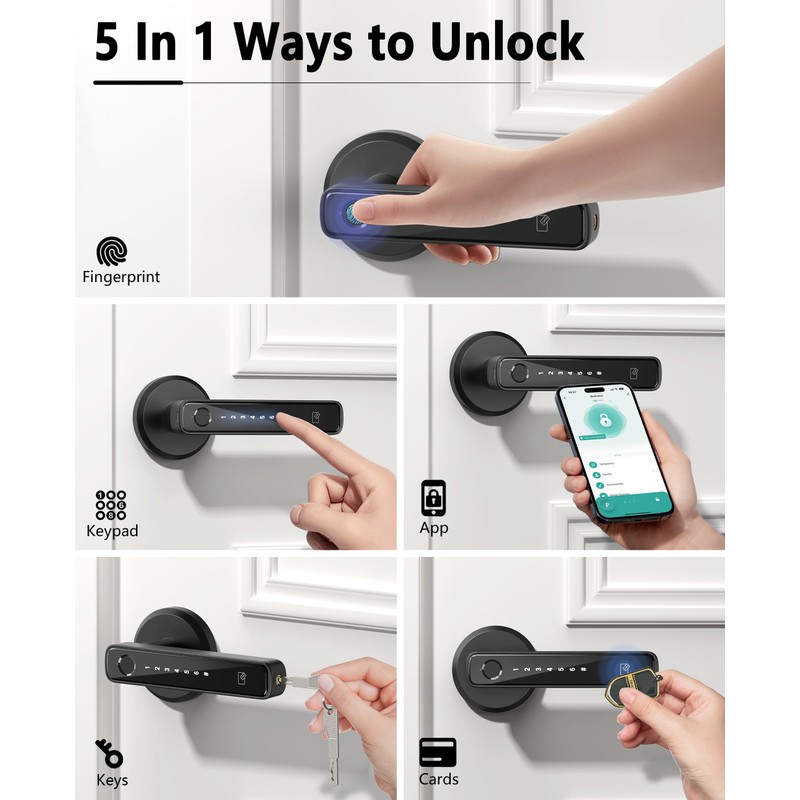 Asidrama Smart Fingerprint Door Lock with Keypad Handle - Keyless