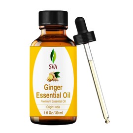 SVA Ginger Essential Oil – 1 Fl Oz – 100% Natural Ginger Oil - for Diffuser, Hair Care, Face, Skin Care, Aromatherapy, Scalp and Body Massage, Soap and Candle Making – with Dropper