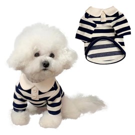 MANON ROSA Dog Clothes Cute Polo Shirt - Soft & Breathable Collared T-Shirt Summer Fall Outfits for Small Medium Dogs Cat - Great for Doggy and Kitten Photoshoots (X-Small,Dark Blue)