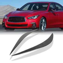 AeroBon Real Carbon Fiber Exterior Trim Overlay Compatible with 2014-2024 Infiniti Q50 Headlight Eyebrow Trim