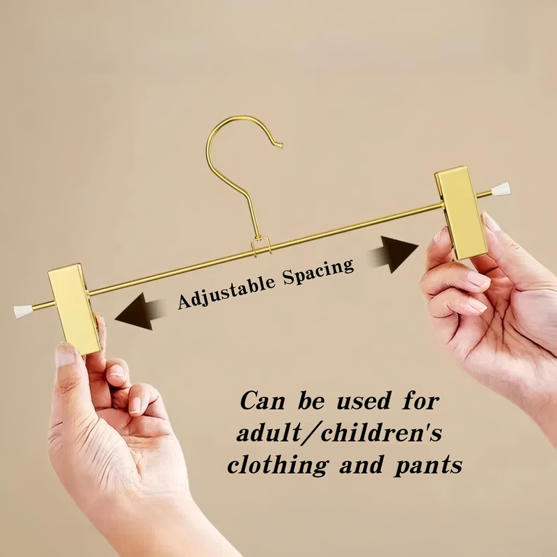 Fazanwey Gold Pants Hangers with 2-Adjustable Clip,Skirt Hangers Metal Clip