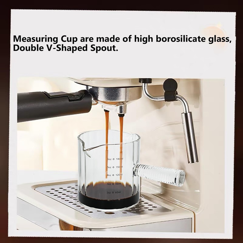 Steviieden Glass Espresso Cup 6 OZ, Double Shots Measuring Cup