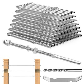 TooTaci 100 Pack 6“ Long T316 Stainless Steel Cable Railing Swage Hardware for 4"x4" Metal/Wood Posts of 1/8 Cable Railing Kit, Marine Handed Swage Threaded Stud Tensioner for Deck, Balconies Decor