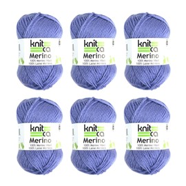 Knitca 100% Merino Wool Yarn - Light Worsted Weight - 100 m / 110 yds in a 50 g - 6 Pack (6 x 1.7 oz / 50 g balls) - For Knitting, Crochet And Weaving (Periwinkle)