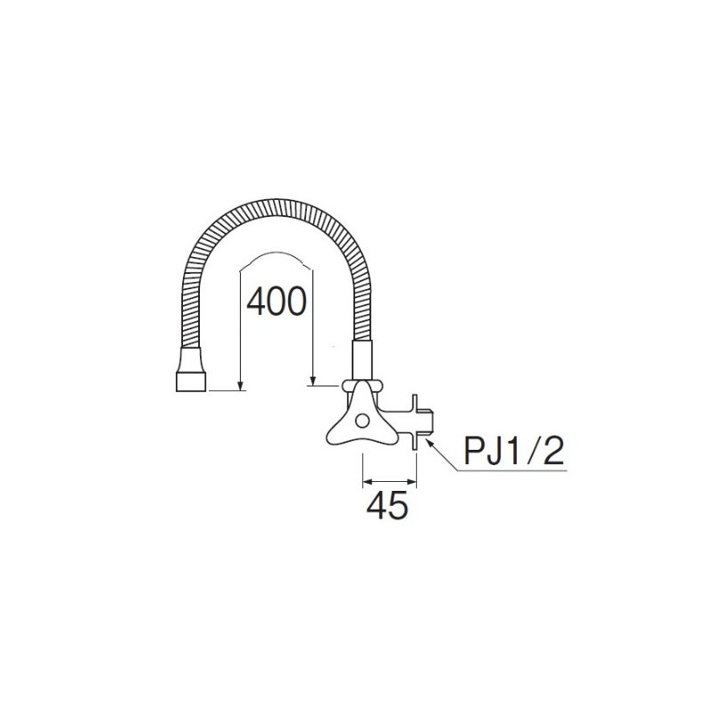 SANEI A286A4-13 Benley Straight Horizontal Flexible Faucet, Pipe Length 15.7