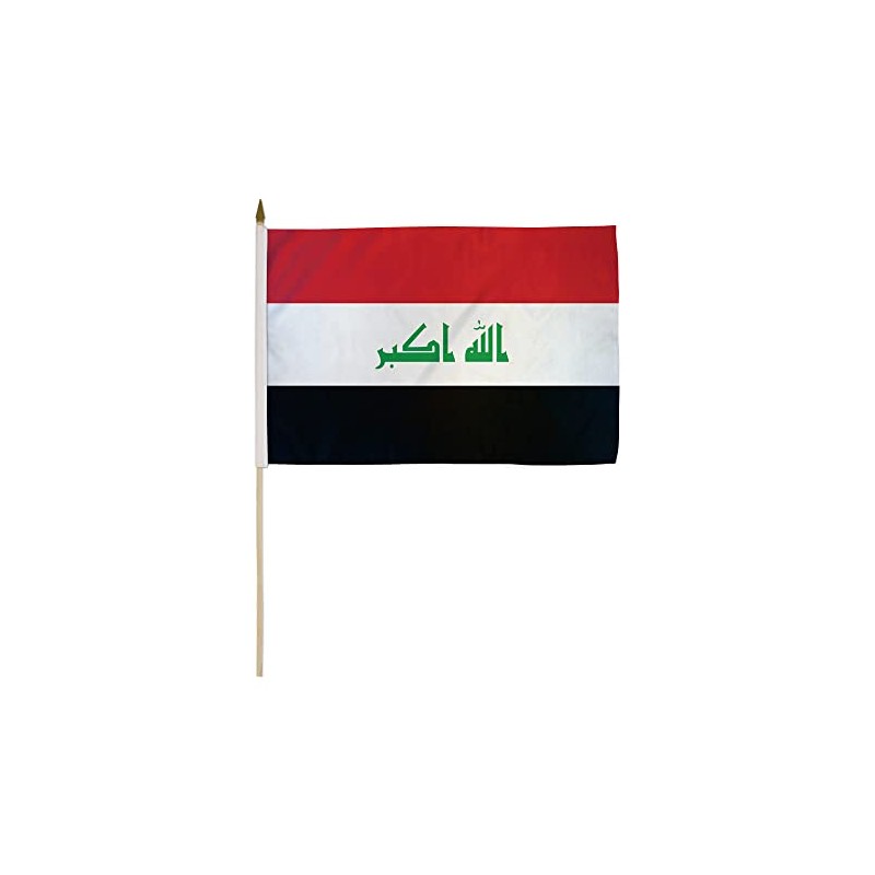 Iraq 12x18in Stick Flag - 1 dozen pack