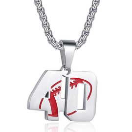 Rehoboth American Football Rugby Jersey Number 40 Pendant Necklace for Women Men 22+2 Inch Adjustable Stainless Steel Chain