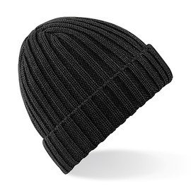 Beechfield Unisex Winter Chunky Ribbed Beanie Hat (One Size) (Black)