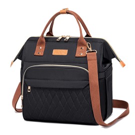 AIJIEKE Lunch Bag for Women, Leakproof & Insulated Work Lunch Box Tote, Reusable Adult Cooler Bag with Water Bottle Side Pocket & Removable Shoulder Strap, Black