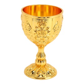 Tomotato Medieval Goblet, Vintage Metal Floral Pattern Goblet The Holy Grail Goblet for Kitchen, Home, Bar, Weddings (Gold)