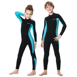 Lansru Kids Wetsuit - 3/2 mm Premium CR Neoprene Full Suit | UV Protection | Back Zip for Surfing, Swimming, Snorkeling, Diving, Kayaking | Ideal Thermal Swimsuits in Cold Water | Boys & Girls
