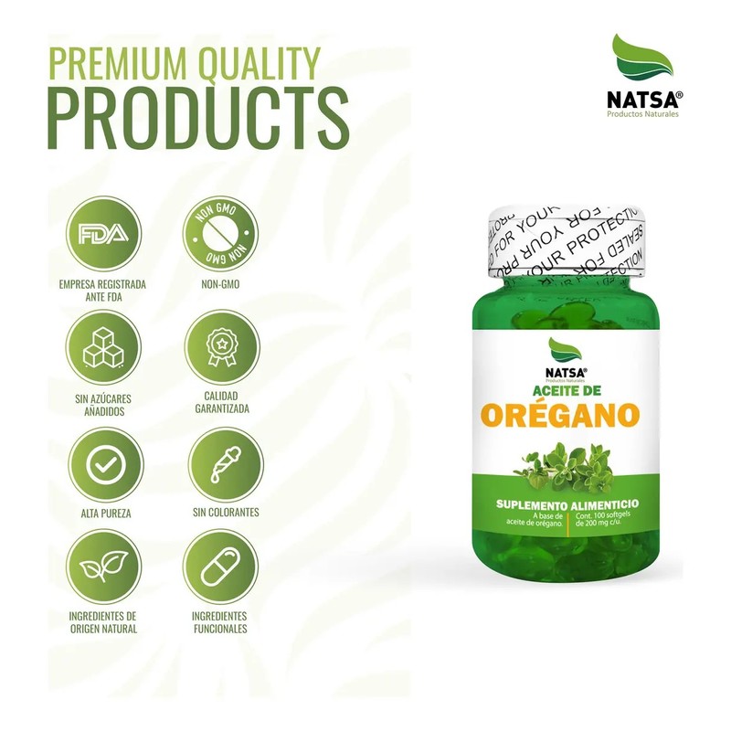 Aceite De Orégano 100 Cápsulas, Calidad Premium