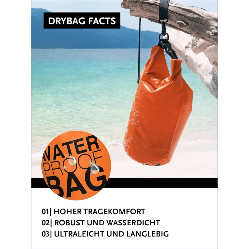 DonDon Dry Bag Waterproof Bag 2L, 5L, 10L, 15L, 20L,