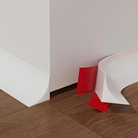 118'' Flexible Quarter Round Molding - Self Adhesive Corner Trim for Wall Floor Edge, Peel and Stick Shoe Molding Baseboard, Bendable Rubber Trim for Stair, Countertop, Backsplash, Bathroom