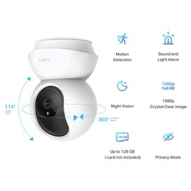 Tapo Pan/Tilt Smart Security Camera, Baby Monitor, Indoor CCTV, 360° Rotational Views, Works with Alexa&Google Home, 1080p, 2-Way Audio, Night Vision, SD Storage, Device Sharing (Tapo C200)