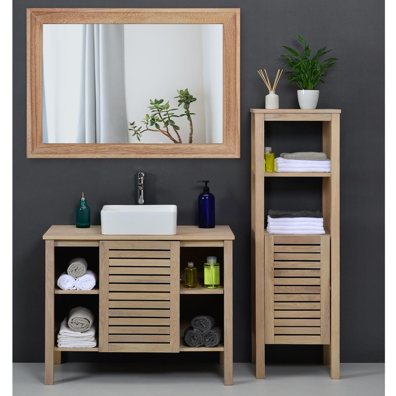 AAZZKANG Rustic Mirrors for Wall Rectangle Wooden Frame Hanging Mirror