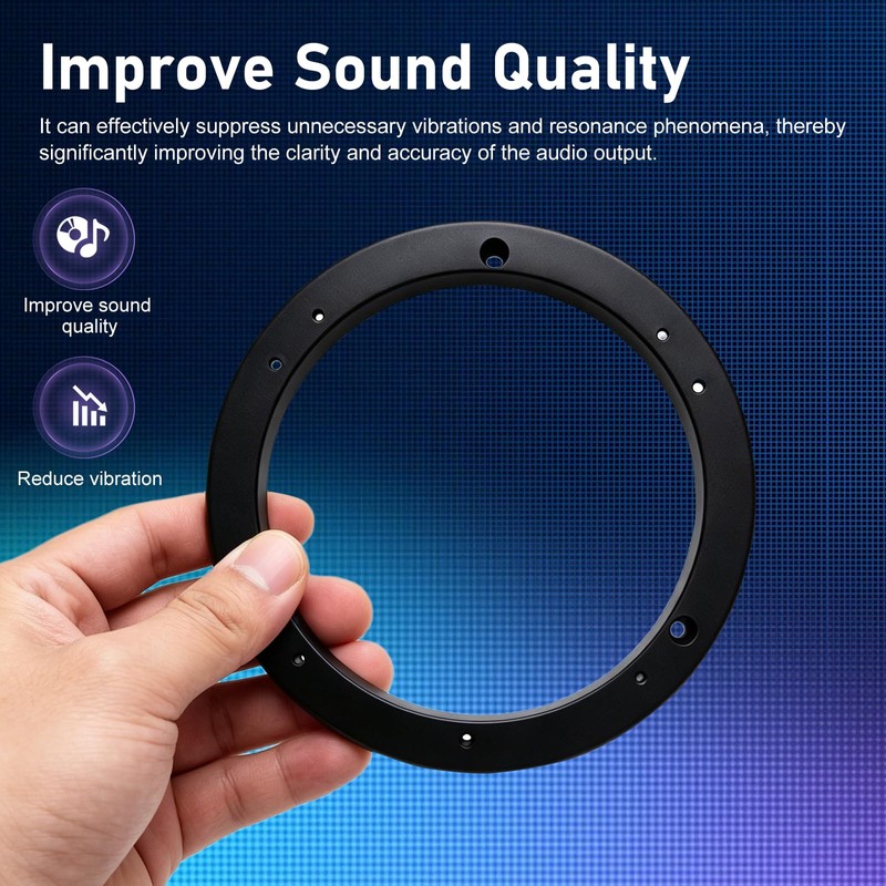 2 PCS 6 Inch Car Door Speaker Mounting Ring, ABS