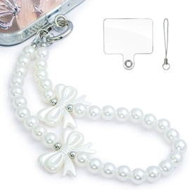Tocoan Phone Charm Wrist Strap with Tether Tab, Detachable Anti-Theft,Charms Strap, Hands-Free Decorative Phone Chain Lanyard for Women Girls, Compatible with Most Smartphones (Pearl Butterfly)