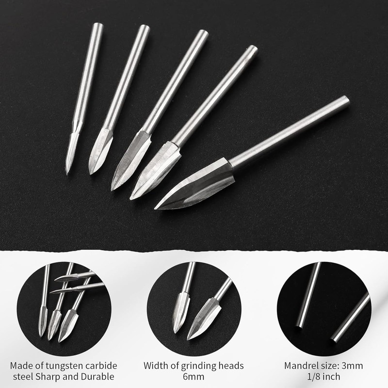 MOAZIFI 5-Piece Carving Tool Set for Lathe, Wood Cutter Accessories