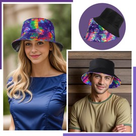 MILAKOO Bucket Hat Retro 80s 90s Style Fashionable Fishing Hat Unisex Reversible Fishing Hat Double Sided Sun Hat, H3: Colourful mushroom