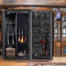 NEXT STATION Gun Safe Door Organizer,Gun Safe Door Panel Organizer with Pistol Holders Magazine Pouch,Adjustable Width Fit Back Panel 18.5 to 23 inches,Gun Safe Accessories Storage (18W*46.5H inch)