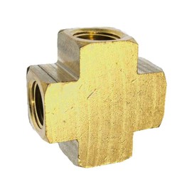 Interstate Pneumatics FP66X Brass Cross Fitting - 3/8 Inch NPT With 4 Connection Ports-Pack of 5