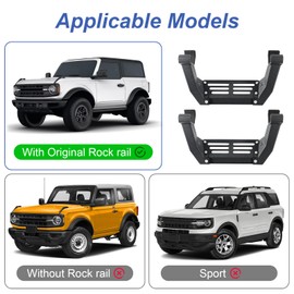 Door Running Boards Compatible with Ford Bronco 2021 2022 2023 2024 2025 Door Side Steps Bars for Ford Bronco with Rock Rail 2/4 Door(Not for Sports)