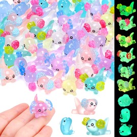 Mini Resin Animals,45 Pieces Tiny Small Resin Axolotl Toy Mini Glow in the Dark Axolotl Little Miniature Animals Figures for Garden Dollhouse Decor