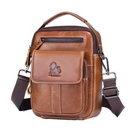 Pundarika Shoulder bag men's leather small shoulder bag leather men's bag handbags for men, adjustable shoulder strap, brown