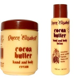 Queen Elizabeth Cocoa Butter Hand & Body Cream Plus Cocoa Butter Lotion (2 Products 1 Price) 400 Milliliters