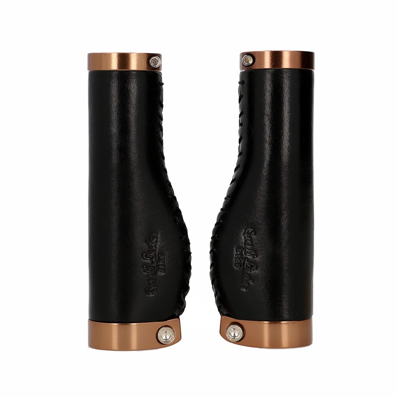 Gusti Phil A. Leather Handlebar Grip, Bicycle Grip, Black Leather