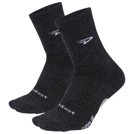 DEFEET | Woolie Boolie 4" - Quarter Merino Wool Cycling Socks | For Biking, Running, & Everyday Adventures | Charcoal | Large (2-Pack)