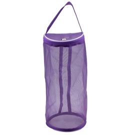 Craft County Mesh Yarn Holder with Carrying Handle – Collapsible Container to Store and Transport – Purple (Large)